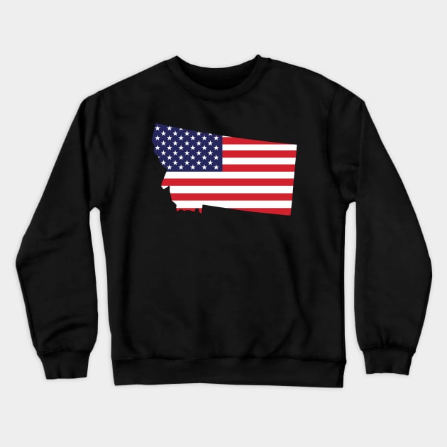 Montana State Shape Flag Background Crewneck Sweatshirt by anonopinion